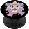 Kawaii Whimsical Pastel Lamb Face Graphi Carino Pecora Ritratto Amante Animali Grafica Rosa Occhiali Giallo PopSockets PopGrip Adesivo