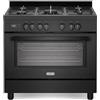 De'Longhi PRO96MAAED - Cucina a gas con forno elettrico, 5 fuochi, 90x60 cm, colore Antracite