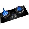 Generic Fornello a gas a due fuochi, con funzione timer, wok da 5,2 kW, vetro temperato, 9 cavità, elevata potenza di fuoco, for uso domestico ed esterno.(LPG)