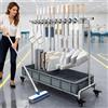 Dalumian Supporto mobile per scopa e mocio, carrello portautensili da pavimento con 4 ruote, portautensili da giardino, organizer per prodotti per la pulizia per garage e ripostiglio(10 slots)
