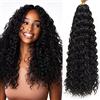 QRHSUKA GoGo - Extension di capelli ricci all'uncinetto, da donna, ondulati, sintetici, stile boho, 45,7 cm confezione da 6, 1B nero naturale