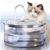 Tomxcute Fontana d'acqua in vetro per gatti, 3,2 l, ultra silenziosa, per bere, elegante e facile da pulire, per gatti, cani di piccola taglia, diversi animali domestici