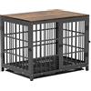BingoPaw Gabbia per Cani Interno: Antimorso Filo Spesso Kennel Mobile Tavolino Cuccia per Cane Taglia Media in Legno Metallo Casetta Vassoio Estraibile, 78,5x56,5x65cm, Nero