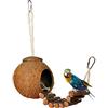 Lazder Noce di cocco per guscio Casetta per uccelli Animali domestici Hideaway Aviani Piattaforma di supporto per pesce persico per piccoli animali domestici Uccelli Pappagalli Alimentatore vivente