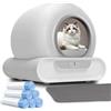 MewThink Lettiera Autopulente per Gatti WiFi 65 L+ 9 L con Controllo App | Anti Trappola, Isolamento Odori, Progettazione Sicura, 6 Sacchetti per Rifiuti, 2 Filtri, 1 Tappetino