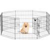 PawHut Recinto per Cani da Esterno e Interno con Porta 61 x 61cm Nero | Recinzione Box per Cani e Cuccioli, 8 Pannelli a Rete