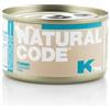 Generico Natural Code Cibo Umido Sfilaccetti per Gatti Kitten, alimento completo per gattini cuccioli di tutte le taglie e razze, Kitten Baby Tonno, 12 scatolette da 85 grammi l'una.