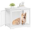 Hzuaneri 81cm Gabbia per Cani, Tavolo Supplemento, Nicchia Moderna per Cani, Gabbia per Cuccioli, Casetta per Animali, 2 porte, 55 x 81 x 67,5 cm, Bianco DFC83613W
