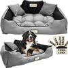 EDANTI Letto per cani, cuscino per cani, cuccia per gatti, personalizzato con nome, divano per cani, L - XL, per cani di taglia grande, media e piccola (75x65, Grigio)