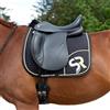SUNRIDE Sella da Dressage per Cavalli - Materiale a Rete per Una Maggiore Ventilazione Contro l'accumulo di Calore, Facile da Pulire e Che Mantiene la Forma (Full, Nero/Oro)