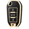 OFF WE GO Custodia Chiave Cover Chiave Guscio Chiavi per Peugeot 208 301 307 308 407 508 2008 3008 5008 Citroen C2 C3 C4 C5 C6 C4L C5 DS6 Coprichiave Macchina TPU Telecomando Auto, Oro Nero