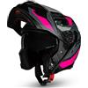 CRUIZER Casco moto modulare Omologato PRO Nero Fuxia Opaco doppia visiera (XS)