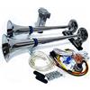 YIYIDA Tromba d'Aria Clacson per Auto 165DB - Clacson per Nave e Camion in Zinco Cromato - Tono Alto e Basso Argento - Doppio Tubo con Compressore per 24V Auto, Yacht e Altro