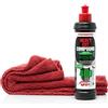 detailmate Set di lucidatura per la Cura Auto - Car Care: Menzerna Pasta abrasiva Green Line Heavy Cut Compound 400, 250 ml - rimuovi Graffi + Panno Spesso Microfibra, 40x40cm, 550 gsm