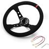 TUANZUN Volante Sportivo Auto, Volante a Calice Volante Sportivo Da Corsa In Pelle Scamosciata Universale 14 Pollici E 350 Mm, Deep Drifting(Red)