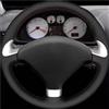 LPXYZD Protezione Custodia Volante Auto Cover Coprivolante Per Accessori Auto In Pelle Nera Per Peugeot 307 Per CC 2004-2009 307 Per SW 2004-2009 407 407 Per SW 2004 2005 2006 2007 2008 2009(Black Thread)