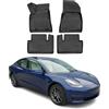 OMAC Tappetini in Gomma Tappetini Compatibili con Tesla Model 3 2017-2024 TPE Tappetini Auto Nero 4X