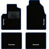 QUEMAR Tappetini Auto per Panda II 2003-2011, Bordo Blu, 4 Ricami | Kit Tappeti Moquette e Gomma su Misura / Set 2 Anteriori + 2 Posteriori / Ricami e Colori Personalizzati / Antiscivolo