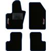 QUEMAR Tappetini Auto compatibili con 500X / Kit Tappeti in Moquette e Gomma su Misura (Set 2 Anteriori + 2 Posteriori)/ Ricami e Colori Personalizzati (Bordo Blu, 2 Ricami)