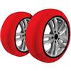 VIRSUS Set 2 Calze da Neve per Auto Rosse 5599, Omologate EN 16662-1, Calze in Tessuto Polipropilene Lavabile con 2 Guanti, Catene per Pneumatici, Tenuta Stabile Antislittanti su Neve e Ghiaccio (XL)