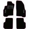 QUEMAR Tappetini Auto compatibili con Alfa Romeo Mito dal 2008 / Kit Tappeti in Moquette e Gomma su Misura (Set 2 Anteriori + 2 Posteriori) / Ricami e Colori Personalizzati (Bordo Rosa, 2 Ricami)