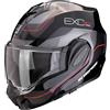 Generico SCORPION CASCO EXO-TECH EVO MODULARE PRO IN FIBRA COMMUTA black silver red Visiera smoke inclusa (M)