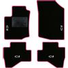 QUEMAR Tappetini Auto per Citroen C1 2005-2013, Bordo Rosa, 4 Ricami | Kit Tappeti Moquette e Gomma su Misura / Set 2 Anteriori + 2 Posteriori / Ricami e Colori Personalizzati / Antiscivolo