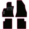 QUEMAR Tappetini Auto per 500L 2012-2022, Bordo Rosa, 1 Ricamo | Kit Tappeti Moquette e Gomma su Misura / Set 2 Anteriori + 2 Posteriori / Ricami e Colori Personalizzati / Antiscivolo
