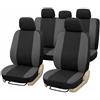 Auto Accessori Lupex Set 9 Pezzi Coprisedili Auto Universali Made in Italy, Tessuto Poliestere, Fodere Protettive Anteriori e Posteriori con Zip per Sedili anche Frazionabili, Nero - Grigio Scuro