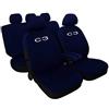 Lupex Shop Coprisedili auto compatibili con C3, Made in Italy, tessuto poliestere, set sedili completi anteriori e posteriori (Blu Scuro)