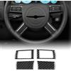 KUNGKIC Per Chrysler 300 300C 2005 - 2010 in fibra di carbonio per auto, telaio dei tasti del volante, adesivo decorativo per interni, accessorio regalo (stile B, nero)