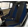 Rebeca Shop® Coprisedili Anteriori compatibili per Smart fortwo, prima, seconda e terza serie, W450 W451 W453, Set di 2 foderine (Nero/Blu, Senza Logo)