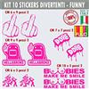 Pimastickerslab Kit Adesivi Divertenti Milf Porn Dito Medio Funny Auto Moto Casco Decalcomanie Scegli Colore -cod.1690 (046 Rosa Fluo)