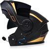 SDPPTYXC Casco Moto Modulare Apribile Bluetooth con Doppia Visiera Caschi Moto Integrali Bluetooth Integrati Omologato ECE Casco Moto Fuoristrada pour Quattro Stagioni Oro