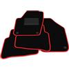 Generico Tappetini compatibili con Volkswagen Polo 9N 2001-2005, bordo rosso, kit tappetini auto personalizzati, set tappeti in velluto, tappeto auto