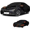 generico Telo copriauto esterni Compatibile con Maserati Ghibli 2013-2025,antivento,antipioggia,antineve,antisole impermeabile,protezione per tutte le stagioni (black orange)
