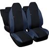 Susy Shop Coprisedili Compatibili Per C1 Schienale Posteriori divisi 50/50 MADE IN ITALY Coprisedili anteriori con poggiatesta inclusi, Fodere per sedili Auto (Nero - Blu scuro)