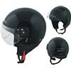 A-Pro Scooter Moto Casco Jet Demi Omologato ECE 22-06 Visiera Avio Nero L