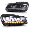VLAND LED Fari di ricambio per Golf 6 MK6 TSI 2008-2013 (non adatti per GTI/R/TDI) Gruppo fari anteriori, con indicatore sequenziale(lente Q5)