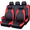 SSIMOO Set Coprisedili Auto per Golf VIII VI V IV III II I Mk 8 7 6 5 4 3 R GTE, Coprisedile in Pelle PU Anteriori E Posteriori Copri sedili Impermeabile Accessori,C/9pcs Set Red