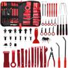 Ruaizel 415Pcs Kit Strumenti per Rimozione Modanature Auto, Strumento Nylon per Auto, Strumento per Rimozione Modanature per Rimuovere Interni Auto, Pannello, Autoradio, Stereo, Terminale (Rosso)