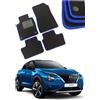 ASC Tappetini Auto Compatibili con Nissan Juke II Serie dal 2019, Moquette con Bordo Antiscivolo Azzurro, Battitacco in Gomma