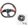 Generico Volante Sterzo Manubrio colore nero- rosso Completo di Mozzo Specifico COMPATIBILE con tutte le Panda modello 141-141A senza aribag prodotte dal 1986 al 2003 - X2330 PUN/PR - C/5018S