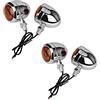 Ymnilian Frecce Moto,Frecce Led Moto Indicatore dei segnali di direzione del motociclo Universale 12V Retro Luci del segnale della moto Retro Blinker del metallo 2 PC Black Chrome(4PC Chrome)