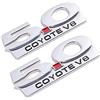 YK ZAOOER 2Pack 5,0 Coyote V8 3D Sostituzione Emblem Decal Sticker per La Ford Mustang F150 F250 F350,Argento