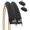 ECOVELO 2 COPERTONI 26 X 1 3/8 (37-590) + CAMERE VALVOLA AMEIRCA Pneumatici Nero para per Bici City Bike Stradale Adulto Vintage