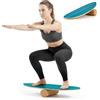 GYMAX Tavola per Equilibrio in Legno con Rullo in Sughero e Supporto di Stoccaggio, Balance Board a Forma di Foglia per Allenamento Surf, Skateboard e Snowboard per Adulto e Bambini (Azzuro)