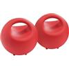 GYMNIC Training Bowl set da 2 palle mediche Ø 18 cm rosse con maniglia, riempibili con acqua o sabbia fino a 5,5 kg, ideali per allenamento di forza, resistenza e riabilitazione muscolare