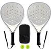 Generic Set di paddle da tennis - kit di giochi per pipistrelli Beach, racket in fibra in schiuma set con 2 palline e carry borse | Buchi di ventilazione migliorata Racconciature da allenamento sportivo legge