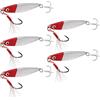 Shanrya Esca Jig, Esca Vibrante 5 pz. Esca Artificiale e Realistica per la Riva del Fiume (Corpo in Argento con Testa Rossa)